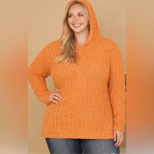 NWT Oversized Popcorn Orange Hoodie Sweater Sz 2X - 3X Super Comfy & Warm